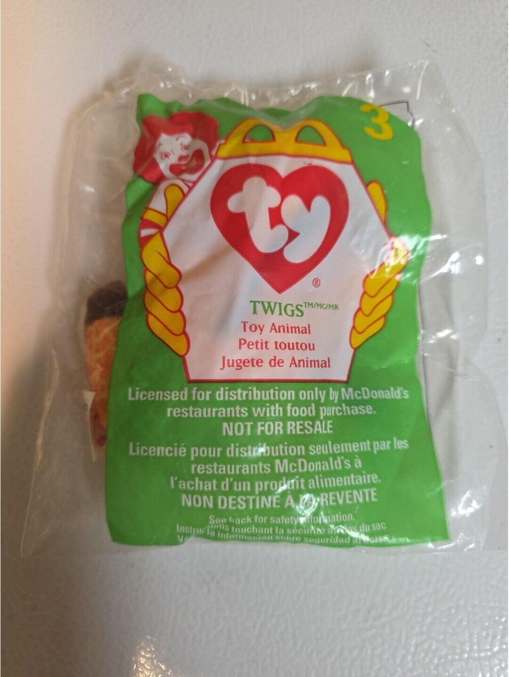 McDonald's Ty #3 - Twigs the Girrafe - Plush Toy - 1998